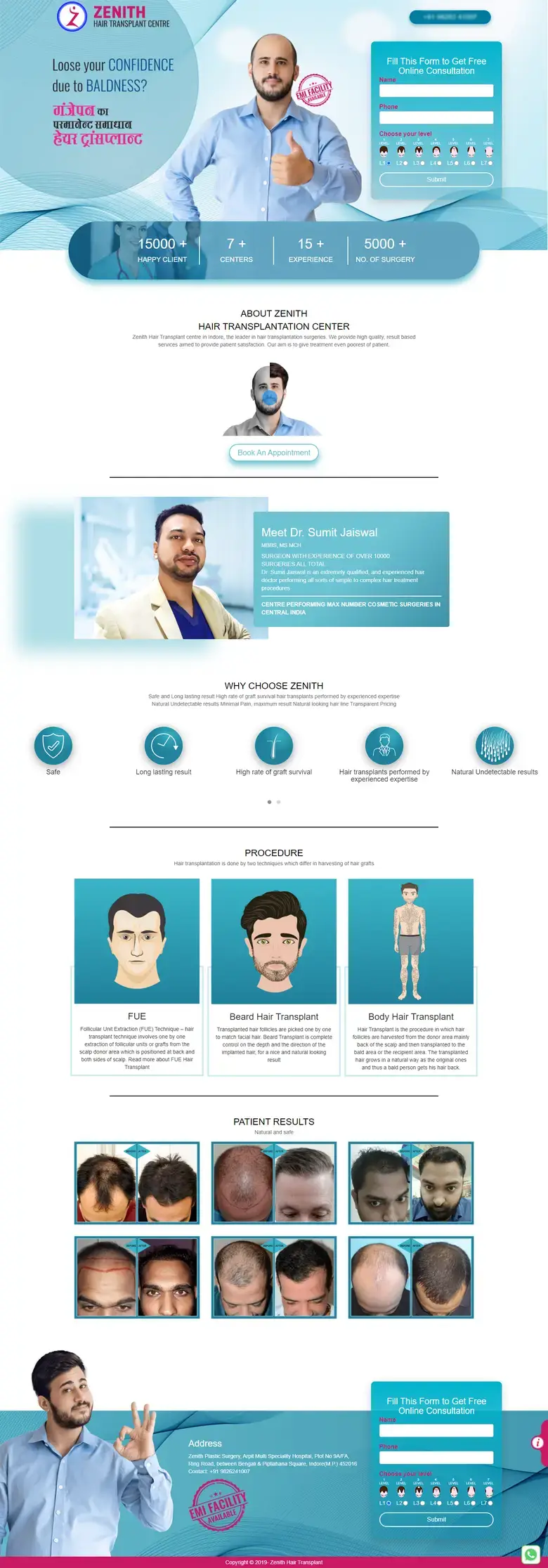 Zenith Hair Transplant Website Portfolio