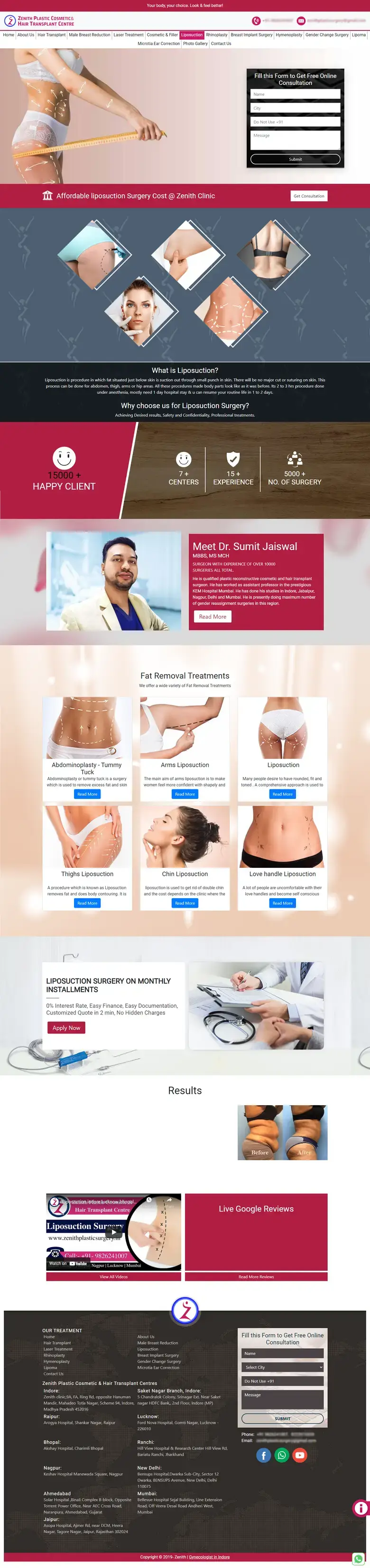 Zenith Plastic Surgery Website Portfolio